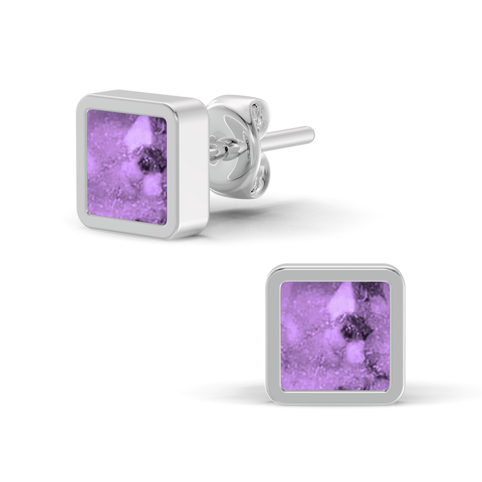 Square-Shaped Ashes Earrings — Purple example