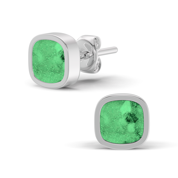 Cushion-Shaped Ashes Earrings — Green example