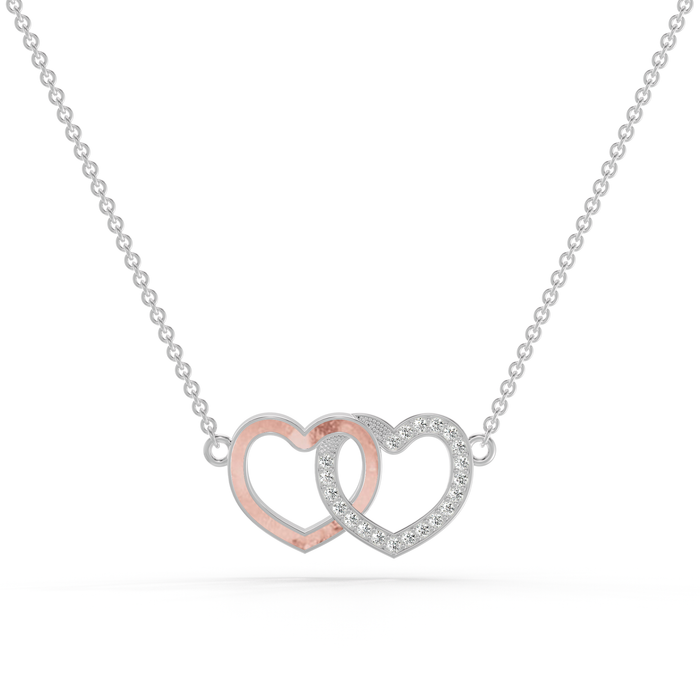 Always With Me two interlocking hearts memorial necklace, shown in blush resin