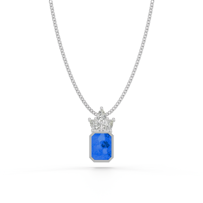 Emerald Necklace with Pear-Style Zircons & Chain — Blue example