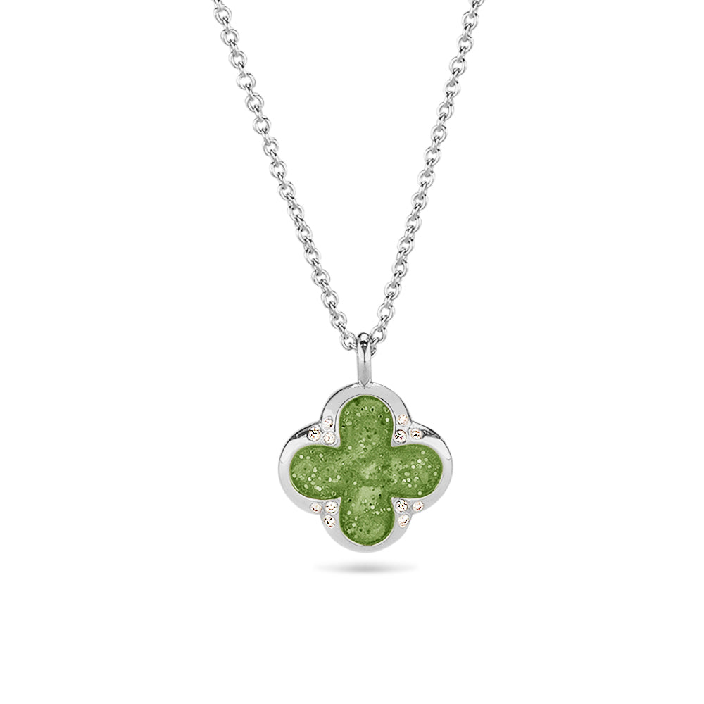 Four Leaf Clover Silver Pendant & Chain — supplier photograph