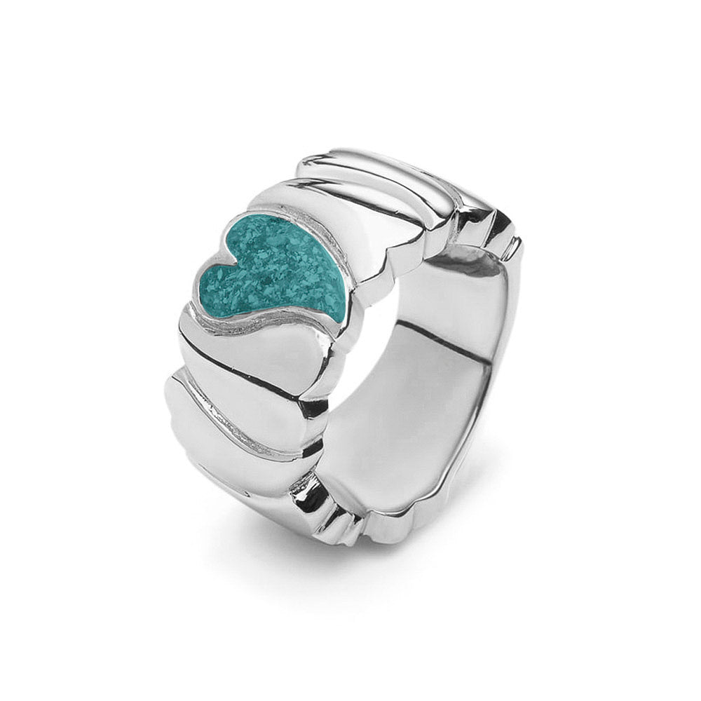 Silver Ring with Heart & Wide Wave Band — supplier photograph