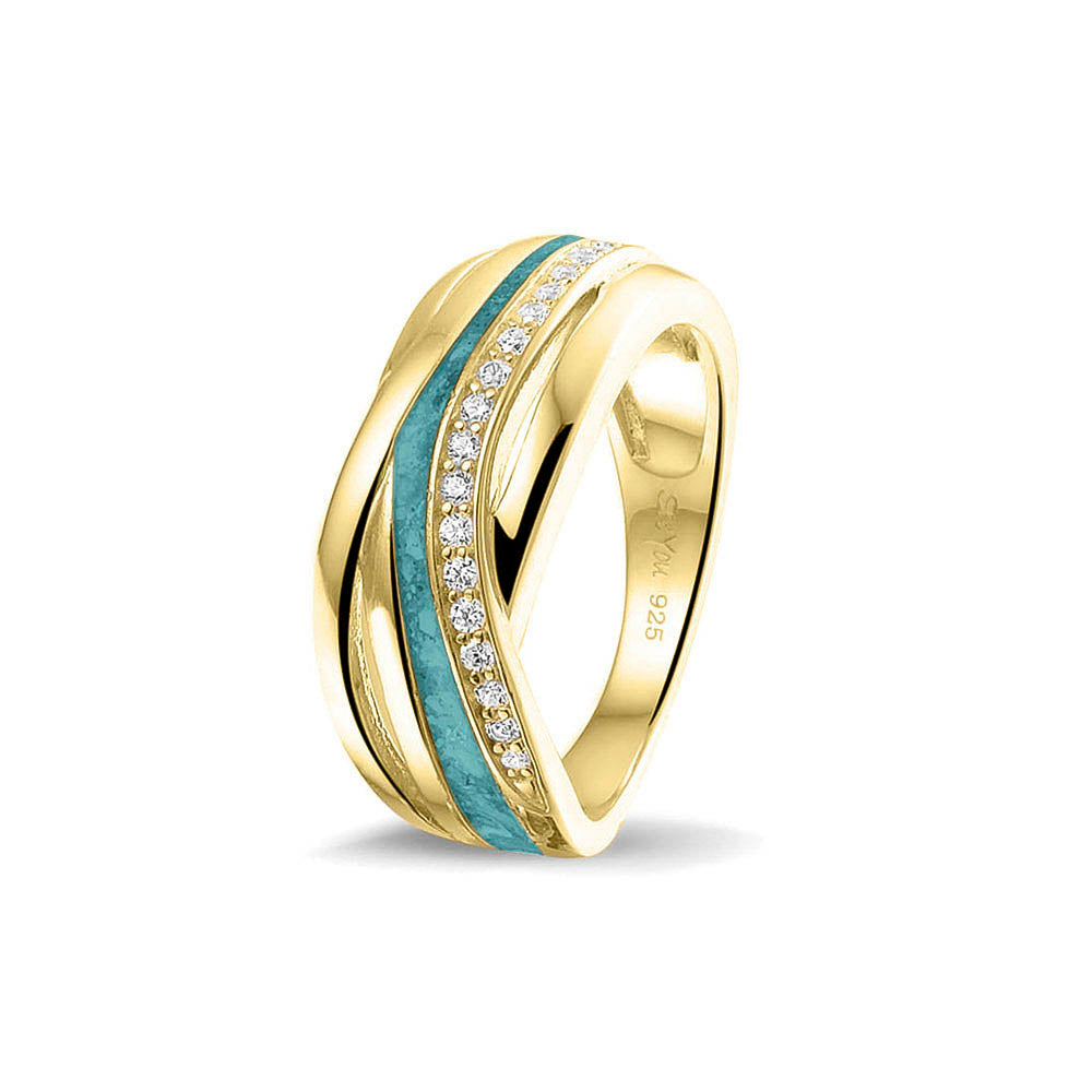 9ct Yellow Gold Twisted Band Ring with Zircons — supplier photograph