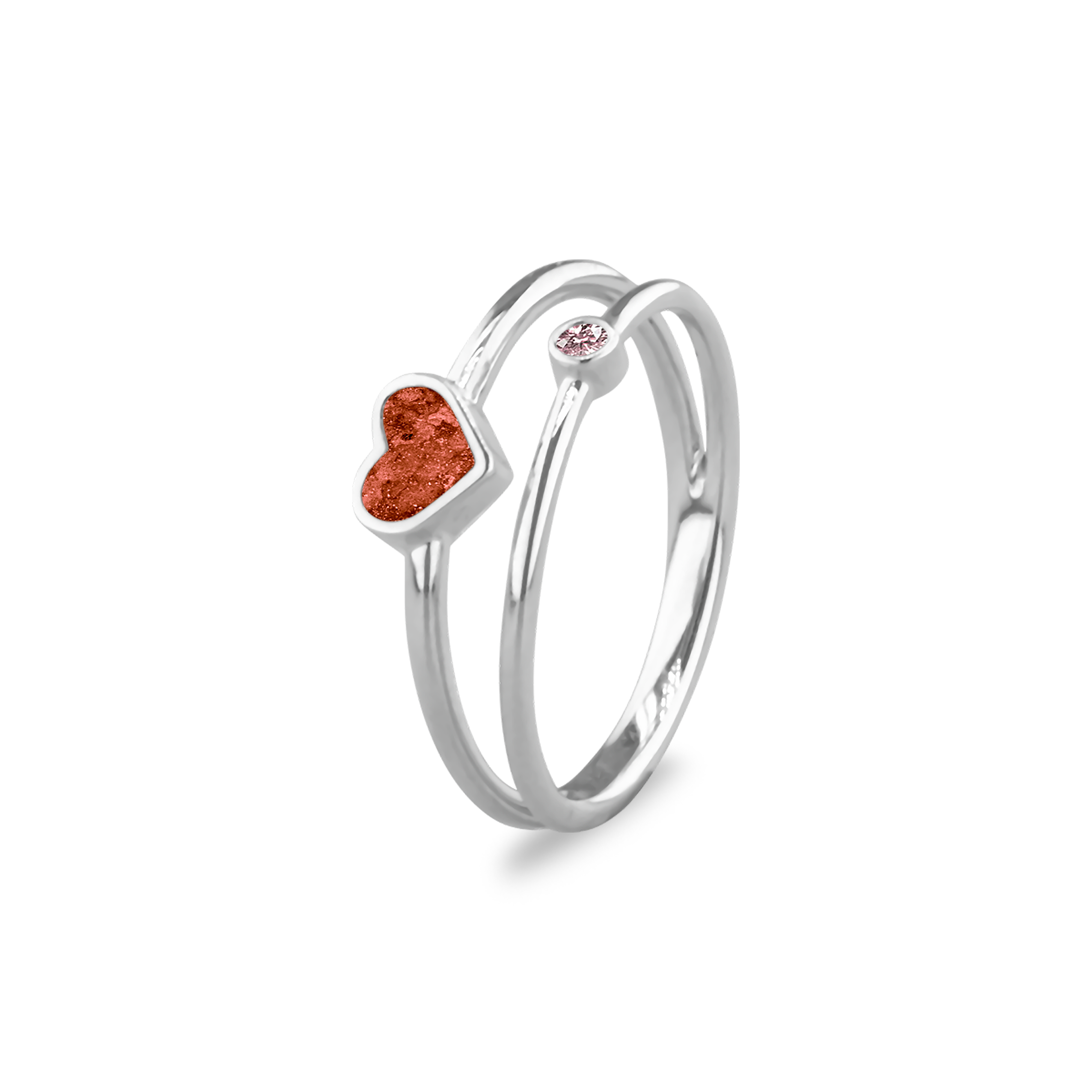 Double Band Silver Birth Stone Heart Ashes Ring — supplier photograph
