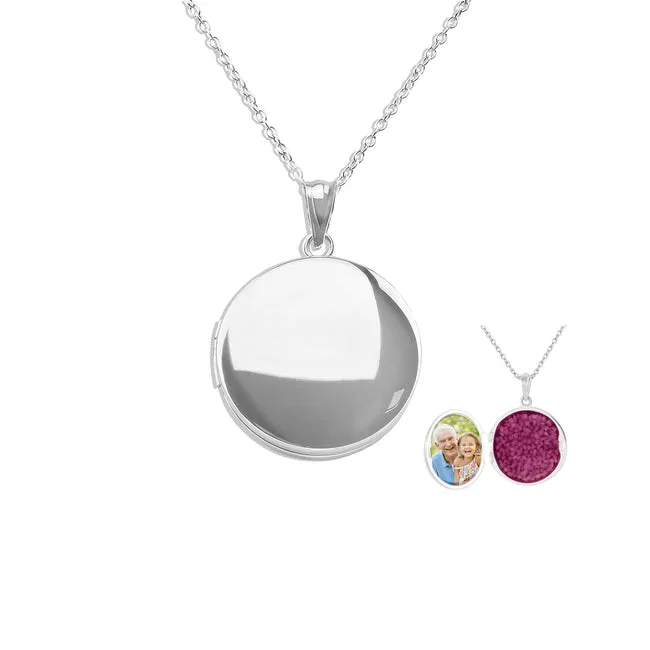 Circular Shaped Sterling Silver Memorial Ashes Locket (New Style)