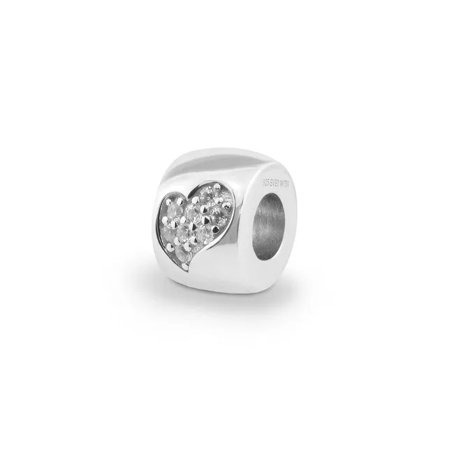 Cherish Memorial Ashes Charm Bead with Fine Crystals