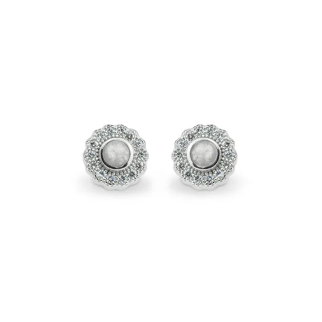 Ladies Petals Memorial Ashes Earrings with Fine Crystals