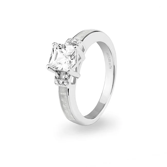 Ladies Honour Memorial Ashes Ring with Fine Crystals