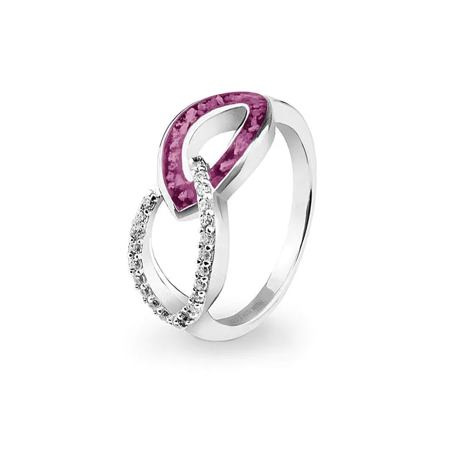 Ladies Unity Memorial Ashes Ring with Fine Crystals