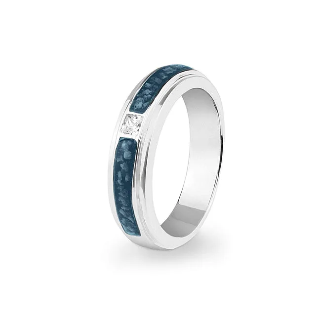 Unisex Remembrance Memorial Ashes Ring with Fine Crystal