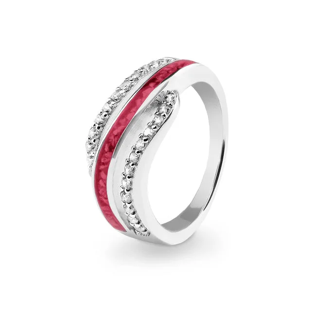 Ladies Oceans Memorial Ashes Ring with Fine Crystals