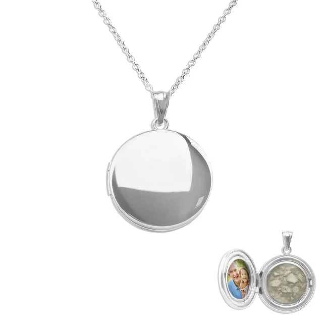 Circular Shaped Sterling Silver Memorial Ashes Locket