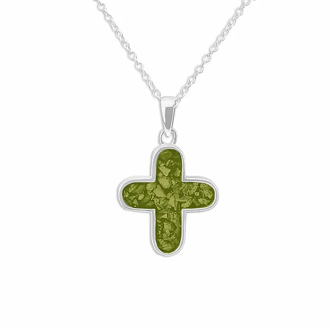 Unisex  Rounded Cross Memorial Ashes Pendant