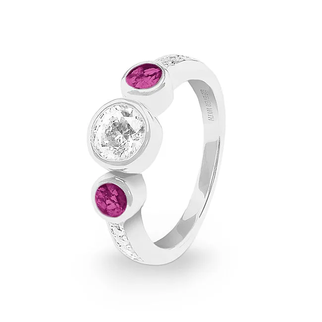 Ladies Jewel Memorial Ashes Ring with Fine Crystal