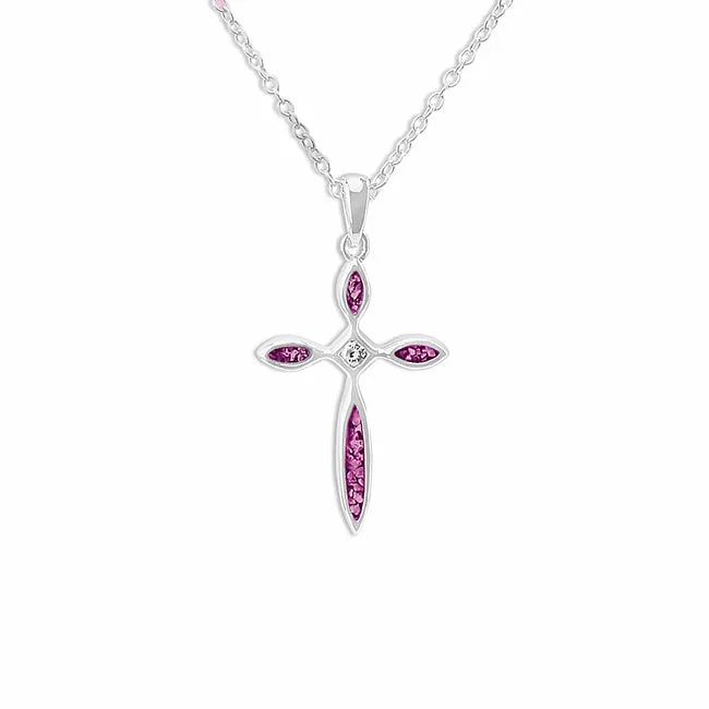 Unisex Solace Cross Memorial Ashes Pendant with Fine Crystal