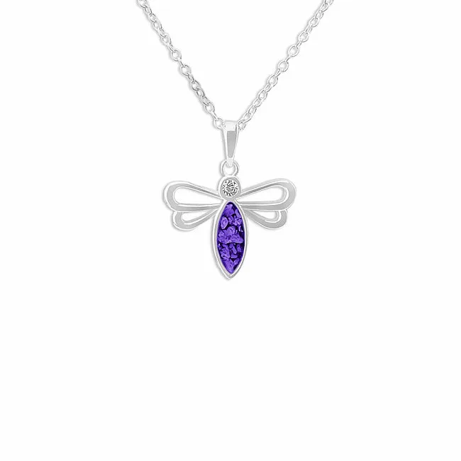 Ladies Bee Memorial Ashes Pendant with Fine Crystal