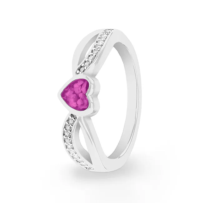 Ladies Truelove Memorial Ashes Ring with Fine Crystals