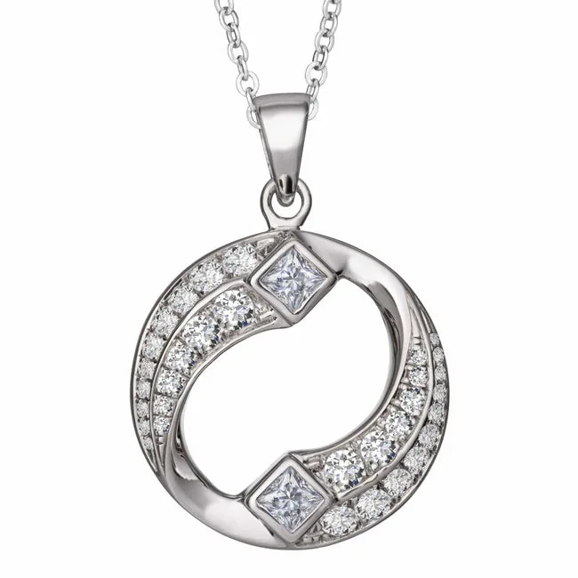 Self-fill Yin Yang Dual Chamber Memorial Ashes Pendant with Crystals