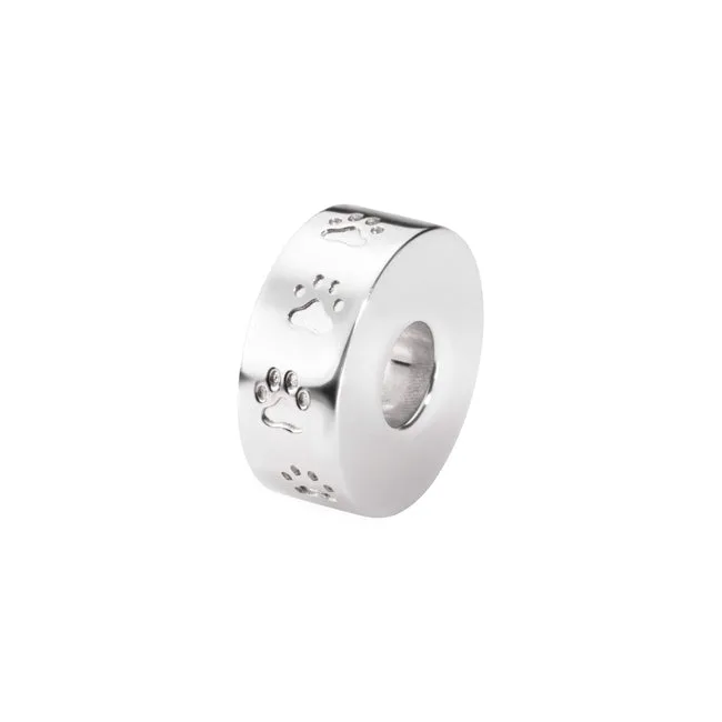  Self-fill Round Dog Paw Print Memorial Ashes Charm Bead