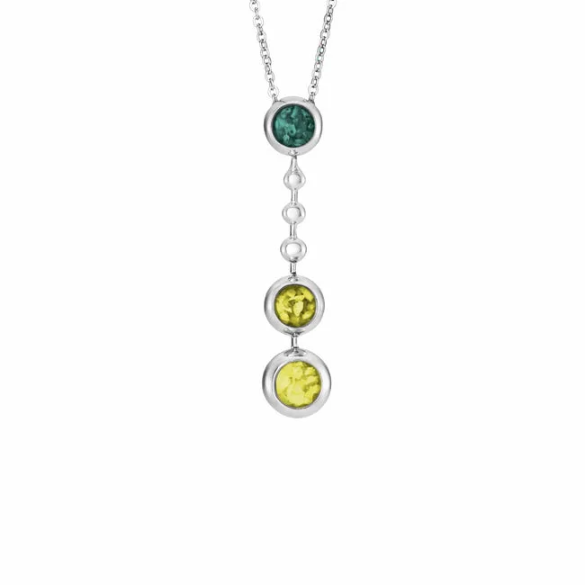 Ladies Rondure Triple Ball Drop Memorial Ashes Necklace