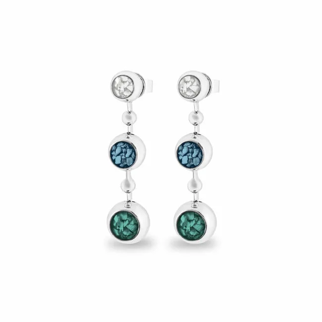 Ladies Rondure Array Triple Drop Memorial Ashes Earrings