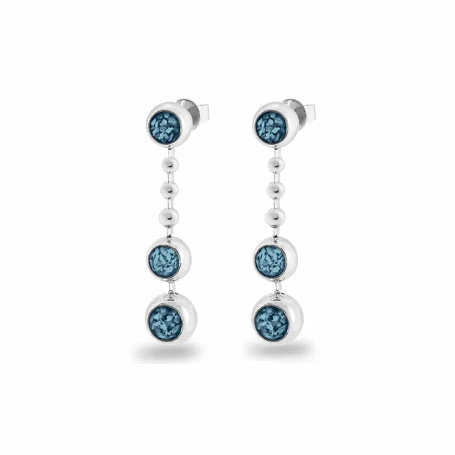 Ladies Rondure Triple Spaced Drop Memorial Ashes Earrings