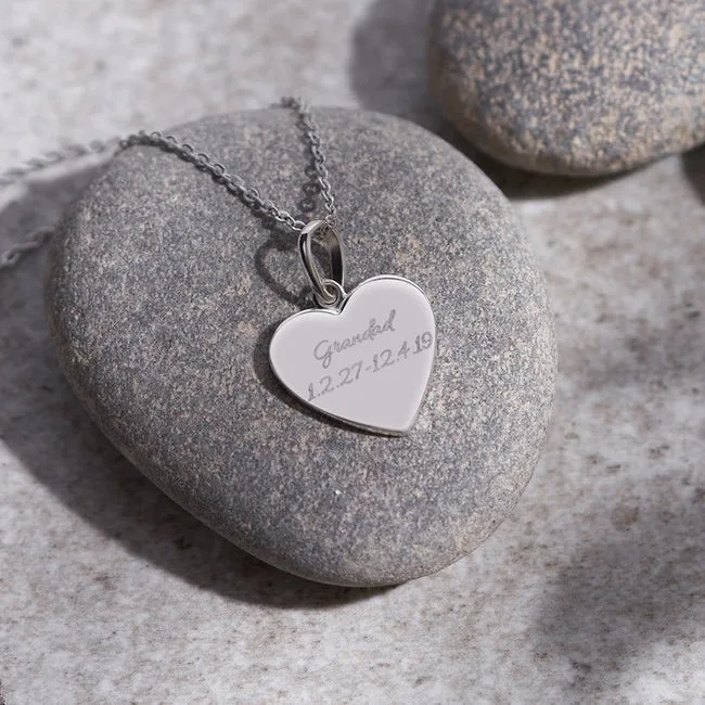 Engraved Half Heart Standard Engraving Memorial Pendant