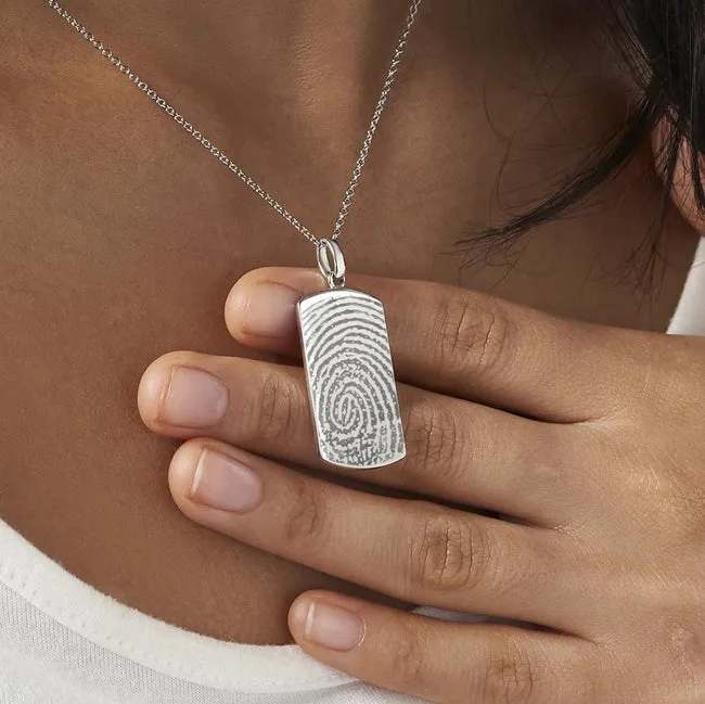 Engraved Tag Fingerprint Memorial Pendant
