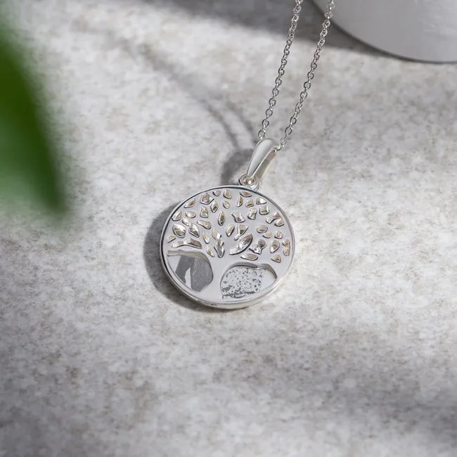 Engraved Tree of Life Discreet Messaging Memorial Photo Engraving Pendant