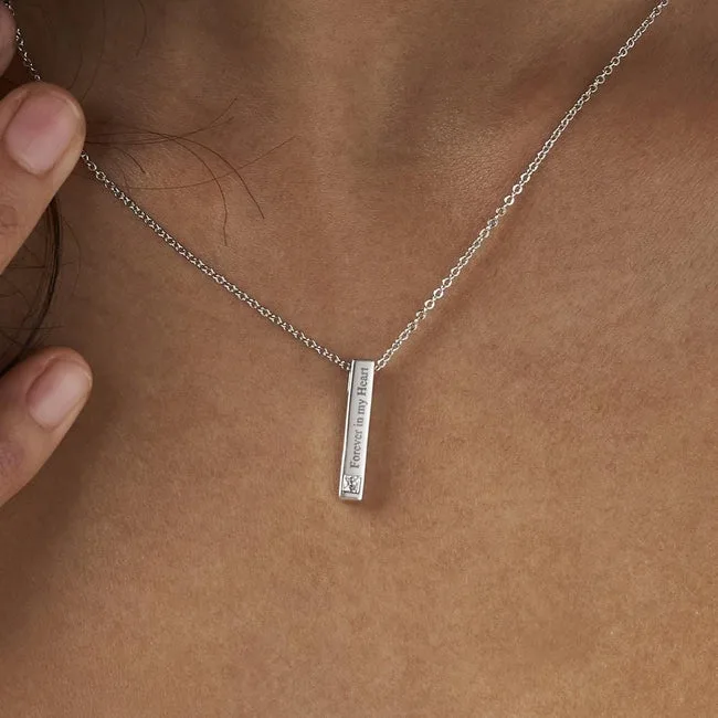 Engraved Short Bar Standard Engraving Memorial Pendant With Fine Crystal