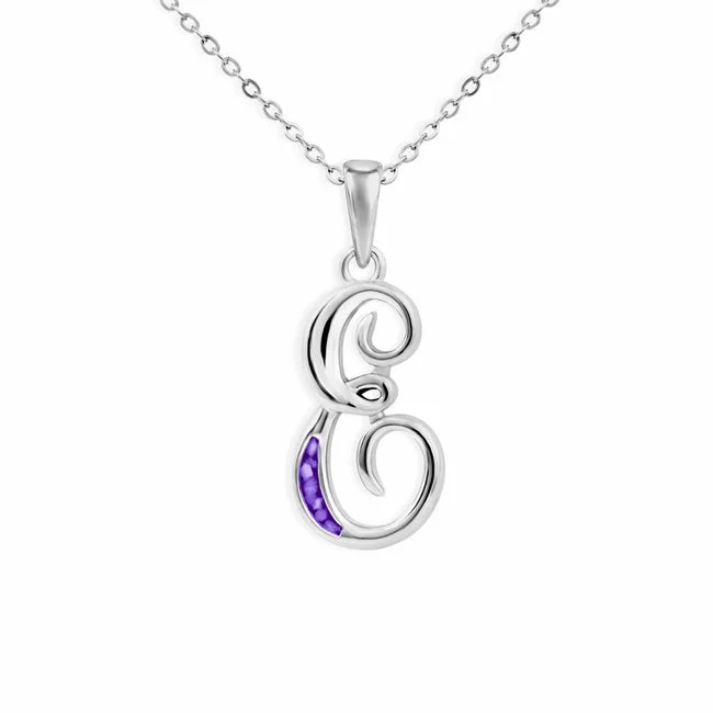 Alphabet Memorial Ashes Pendant - Letter E