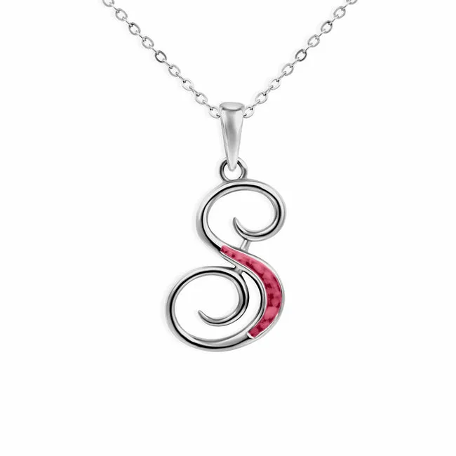 Alphabet Memorial Ashes Pendant - Letter S