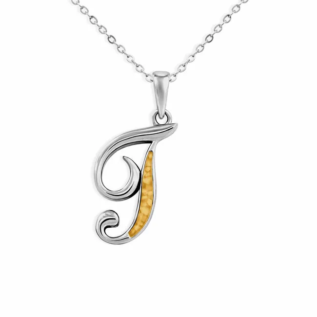 Alphabet Memorial Ashes Pendant - Letter T