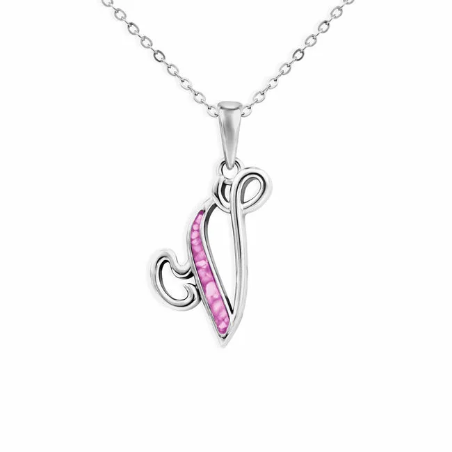 Alphabet Memorial Ashes Pendant - Letter V