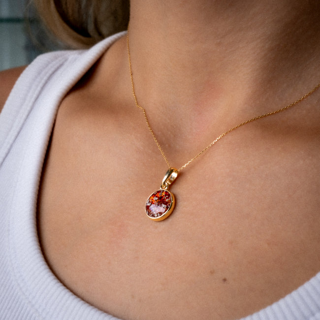 Ashes Necklace - 9ct Gold Round Pendant