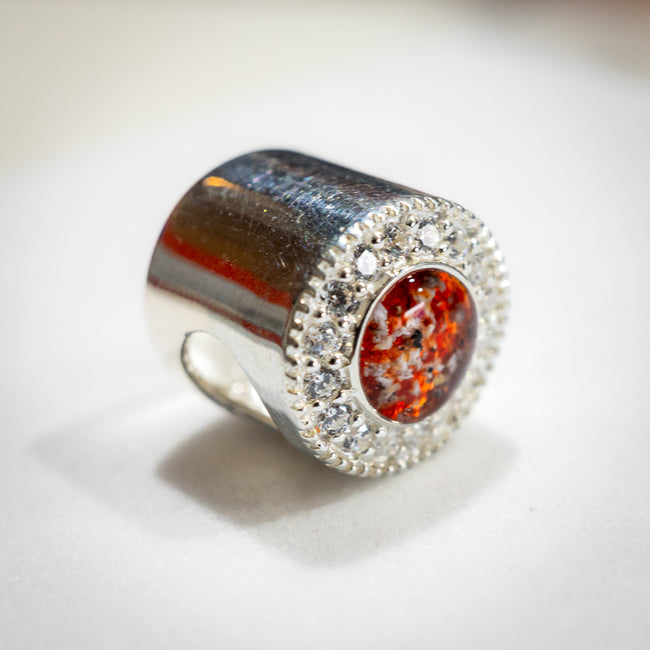 Ashes Charm - Silver Charm with CZ Stones