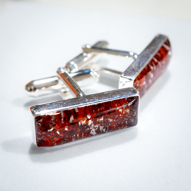Ashes Cufflinks - Silver Rectangle