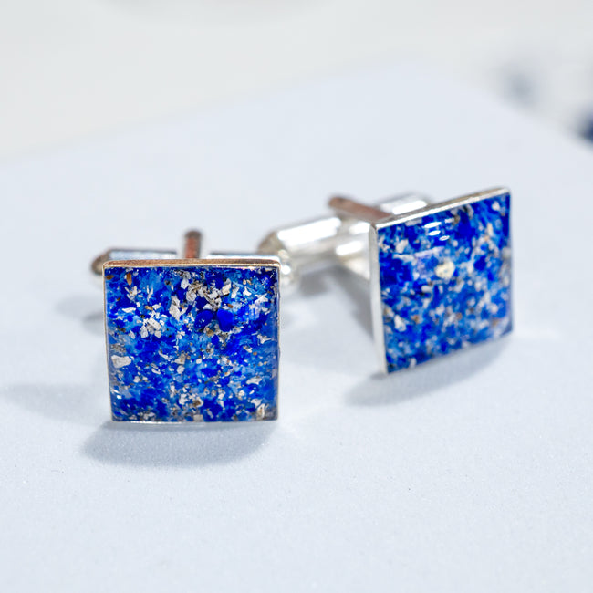 Ashes Cufflinks - Silver Square