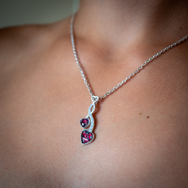 Ashes Necklace - Entwined Hearts with Cubic Zirconia Stones
