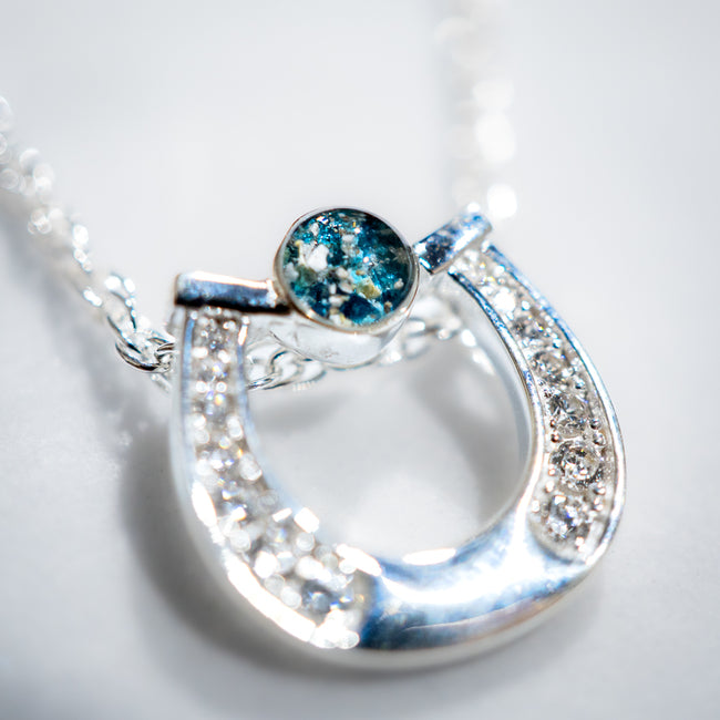 Ashes Necklace - Horse Pendant with CZ Stones