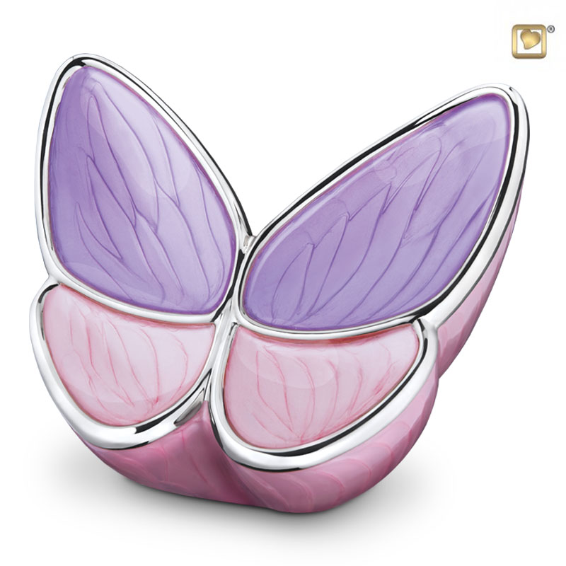 Wings of Hope Standard Adult Urn Pearl Lavender & Polished Silver