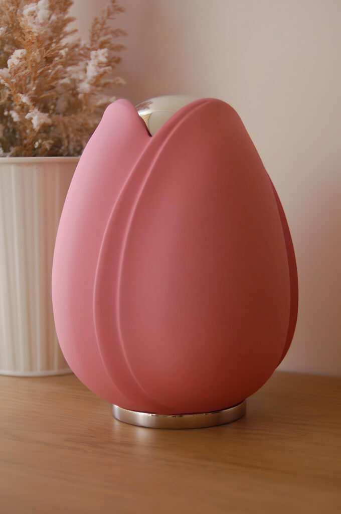 Tulip Standard Adult Urn Pink & Polished Silver