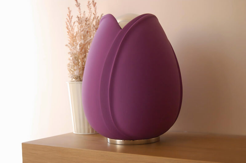 Tulip Standard Adult Urn Purple & Polished Silver
