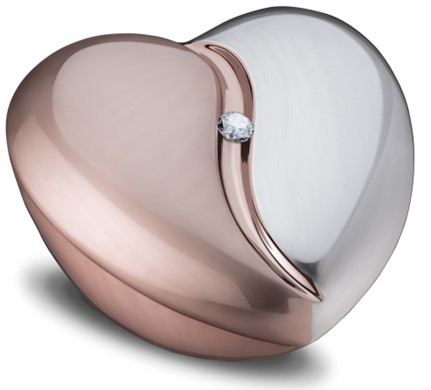 HeartFelt Standard Adult Urn Brushed Rose Gold with Crystal