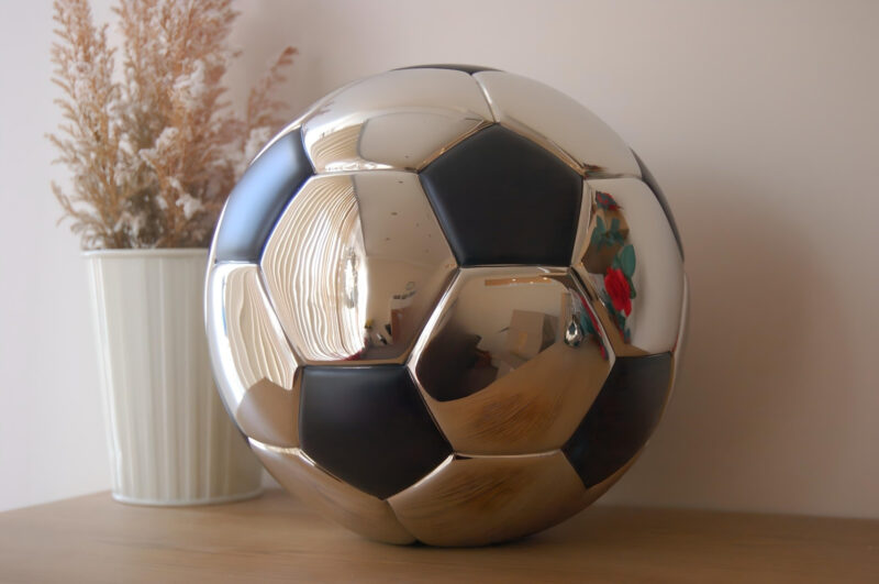 Football Standard Adult Urn Matt Black & Polished Silver