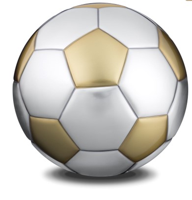 Football Standard Adult Urn Brushed Gold & Brushed Pewter