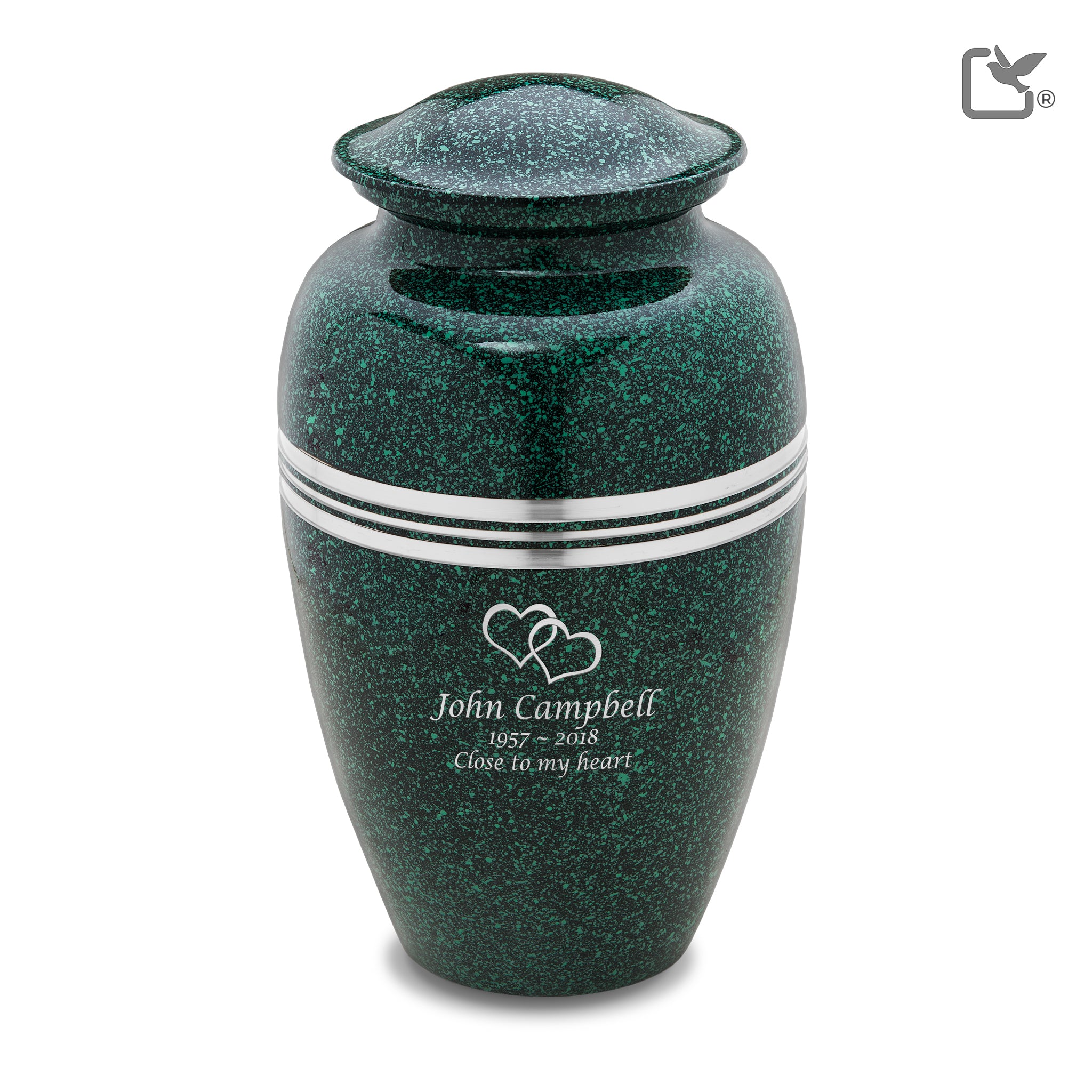 Classic Standard Adult Urn Speckled Emerald & Brushed Pewter