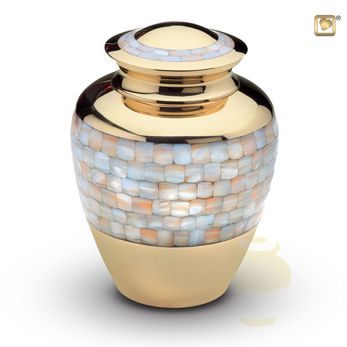 Mother of Pearl Standard Adult Urn Polished Gold