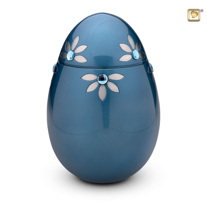 Nirvana Azure Standard Adult Urn Blue & Brushed Pewter with Crystal