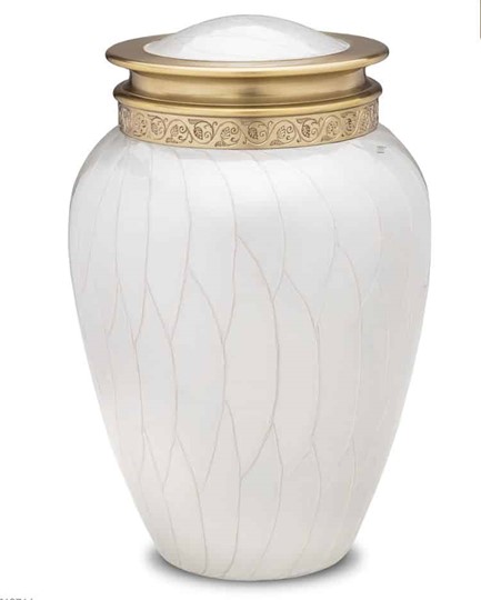 Blessing Standard Adult Urn Pearl White & Brushed Gold
